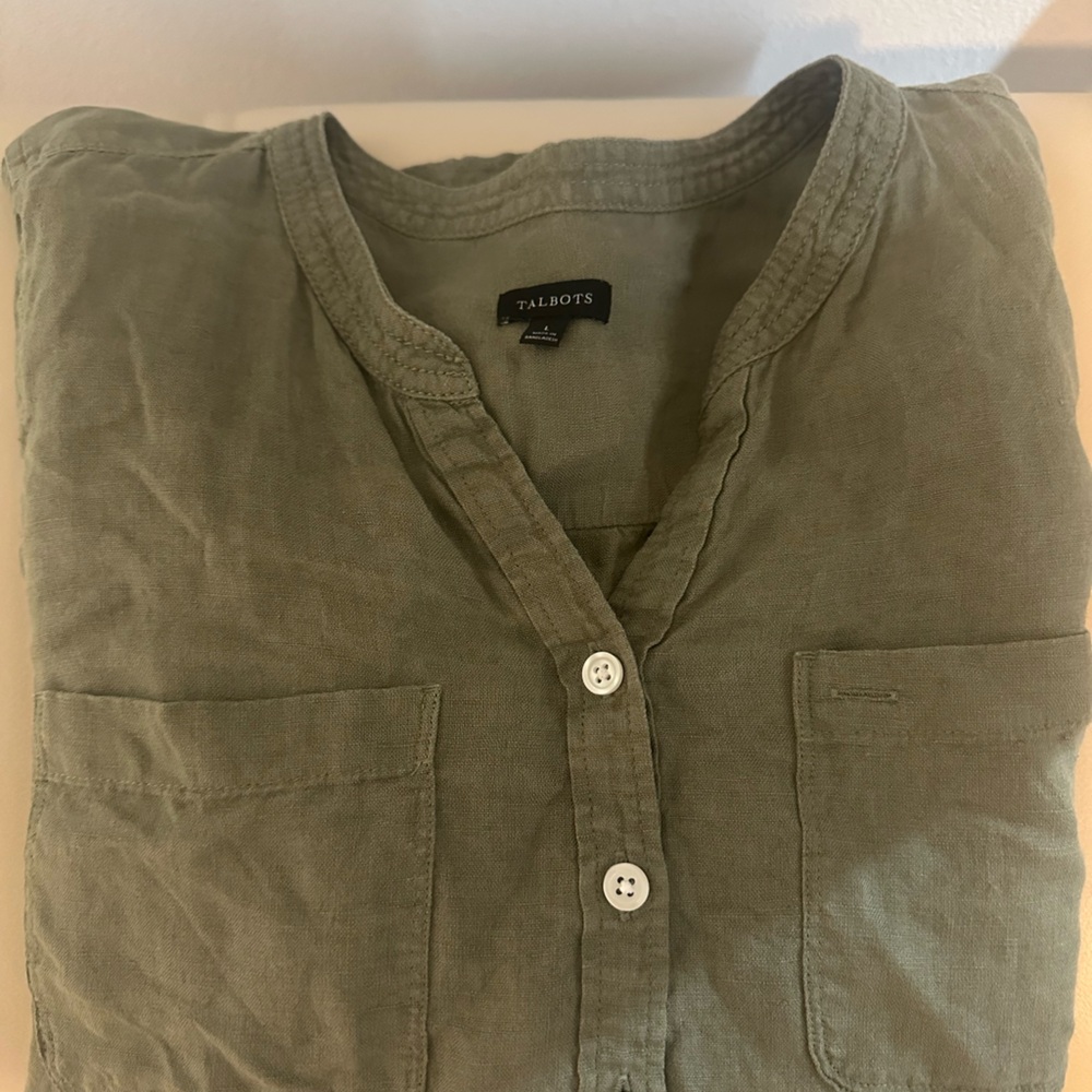 SIDE BUTTON LINEN BAND COLLAR POPOVER - Picture 6 of 9